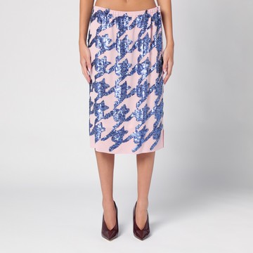 Pink silk sequin skirt