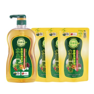 【南僑水晶】食器洗滌液體1000mlX1瓶+補充包800mlX3包 【店到店限１組】