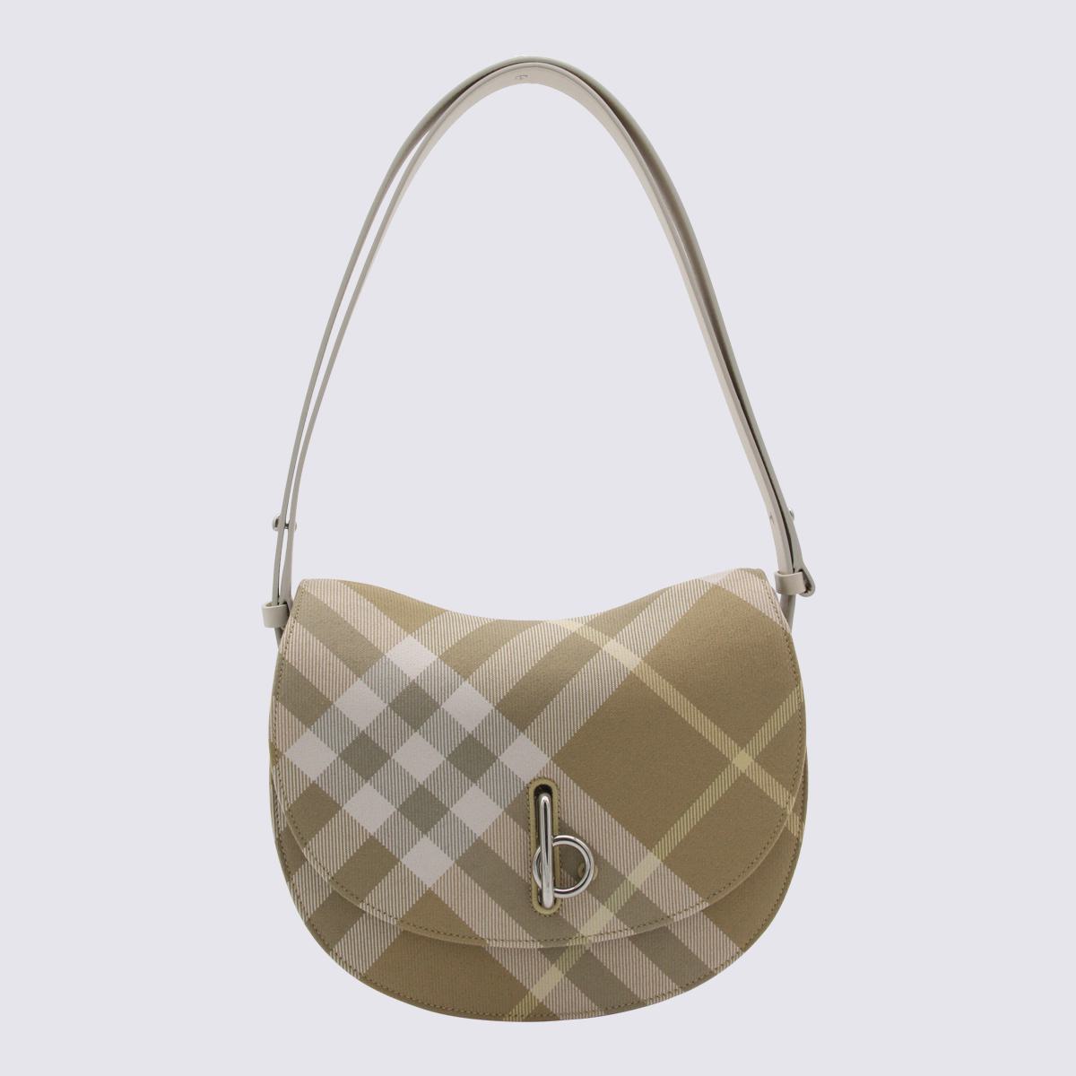 BURBERRY BEIGE CHECK ROCKING HORSE MEDIUM SHOULDER BAG