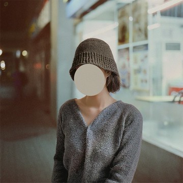 冬季女士漁夫帽 炭灰棕 手工針織帽