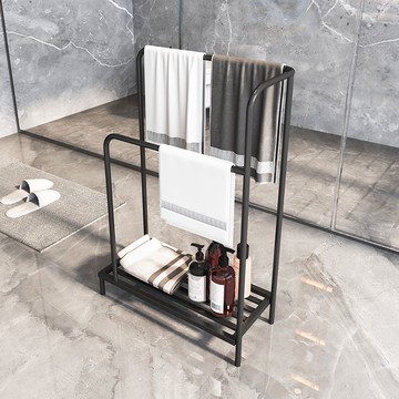 免運 開立發票 浴室架 毛巾架 輕奢北歐毛巾架落地掛衣架家用免打孔浴室浴巾架衛生間收納置物架 快速出貨