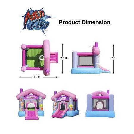 ACTION AIR Bounce House 9.2フィート×7.5フィート×7フィート ピンク バウンシーキャッスル エアブロワー付き プリンセス 空気注入式 ジャンピングバウンサー