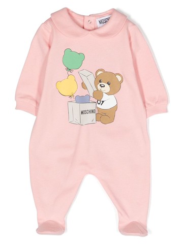 Moschino Kids - Leo Teddy-print cotton pajamas - kids - Cotton - 3-6 - Pink