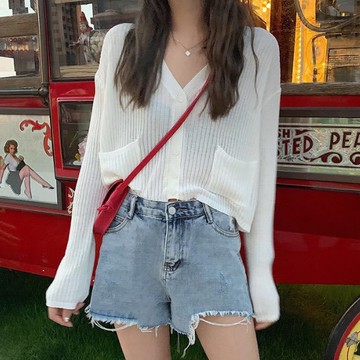 韓版春夏冰絲針織衫 寬鬆空調外套 開衫薄款遮陽(3色)小個子女裝-凱西娃娃