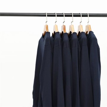 日系藏青深藍色250g全棉T重磅厚純棉圓領長袖T恤男女不透寬松體恤