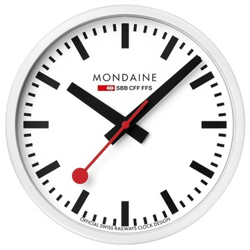 MONDAINE 瑞士國鐵25cm經典壁掛鐘 / 靜音滑步 / 白框 / CLOCK10W