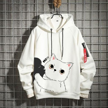 春秋冬季衛衣男士連帽印花寬松加絨加厚套頭帽衫長袖外套潮流ins