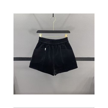 韓國黑色金絲絨短褲女秋冬新款松緊高腰加厚打底顯瘦A字闊腿靴褲