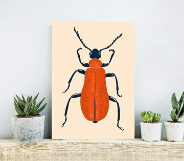 托兒所熱帶紅甲蟲海報，兒童房藝術