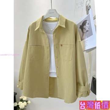悅裳💎台灣免運💎【台灣出貨】2024鞦裝新款外套韓版口袋寬鬆顯瘦襯衫長袖上衣襯衣小個子外搭潮