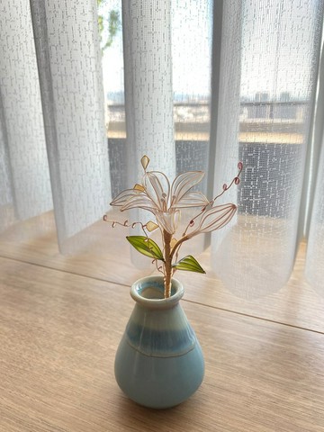 Jocelyn 水晶花全銅線製作-鐵砲百合/復活百合花/造花液/樹脂花/