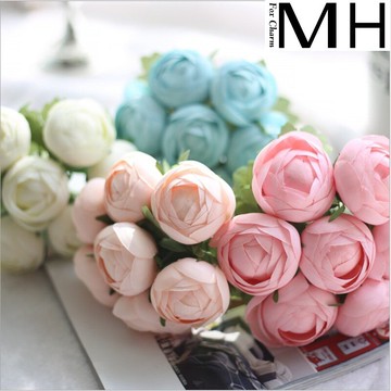 【一束7個花頭】仿真花束糖果色圓陸蓮假花絹花干花婚慶花藝擺件