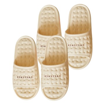 MYUMYU 沐慕家居 編織格紋室內拖鞋 EVA材質 防滑耐磨 加厚鞋底  奶黃色  40~41  2雙