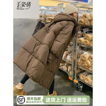 咖色羽絨棉服女冬季2025今年流行爆款棉襖寬松中長款過膝保暖棉衣