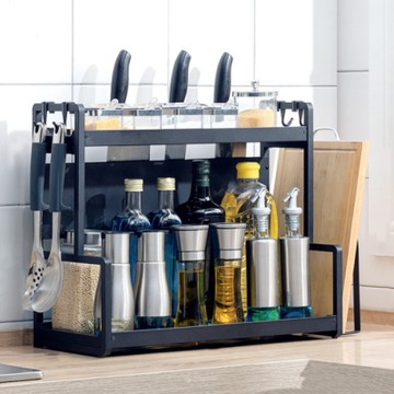 【HappyLife】50cm兩層廚房收納架+刀架+砧板架 50×22×41.5CM Y9984