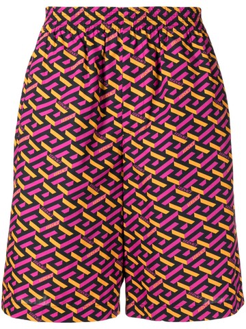 Versace - logo geometric swim shorts - men - Cotton/Lycra - 44 - Multicolour
