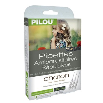 Pilou 皮樂 貓用 非藥用防蚤蝨滴劑  1.8ml  1盒