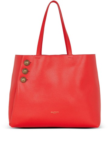 Balmain - Emblème leather tote bag - women - CALFSKIN - One Size - Red