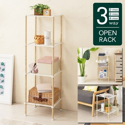オープンフリーラック ホワイト 白 4段 木目 スチールラック スリム シェルフ 軽量 収納 キャビネット ラック おしゃれ 北欧風 ナチュラル モダン Nk 340 通販 Lineポイント最大get Lineショッピング