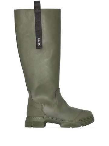 GANNI - recycled rubber mid-calf boots - women - Rubber/Rubber/Fabric - 36 - Green