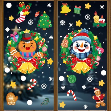 🎅聖誕窗貼🎅2025聖誕節裝飾品聖誕老人麋鹿商店櫥窗玻璃貼紙雪人雪花靜電貼