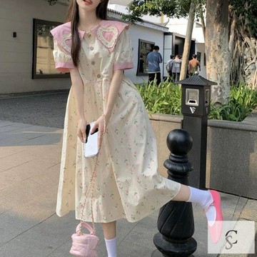 【XL-8XL大尺碼】👩大尺码连衣裙 吊带裙 襯衫裙 度假风裙胖MM2-300斤連衣裙大碼甜美減齡娃娃領中長裙法式初戀