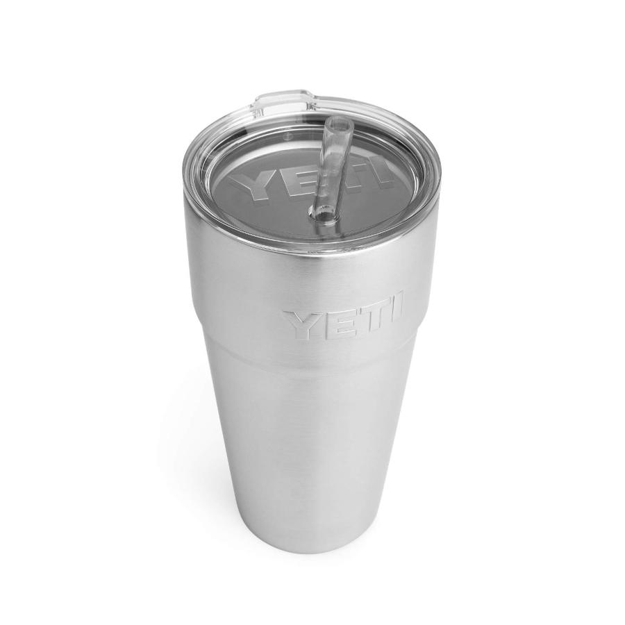 YETI Rambler 26オンス ストローカップ ストロー蓋付き 真空断熱 ステンレス製、ステンレス