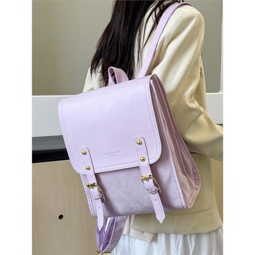 包蓋式學院風書包雙肩包女韓系多隔層風琴背包大容量簡約百搭包包