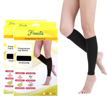 【Freesia】彈性壓力襪-束小腿襪(2雙組)(280D/15-22mmHg漸進式壓力)保健襪/彈性襪/蘿蔔腿美腿襪/運動機能襪