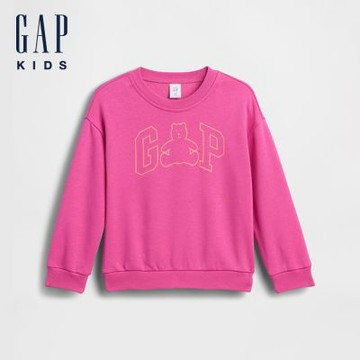 【GAP】babyGap布萊納小熊Logo大學T-亮粉色(911541)