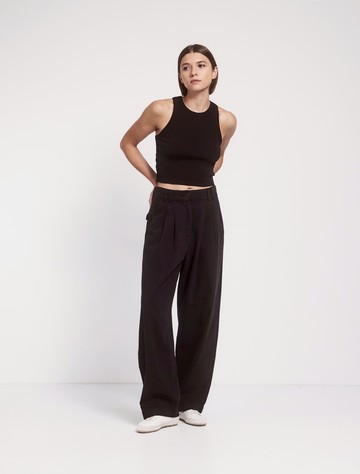 Apollo Cotton Linen Blend Loose Pant in Obsidian - Organic Ninety Percent
