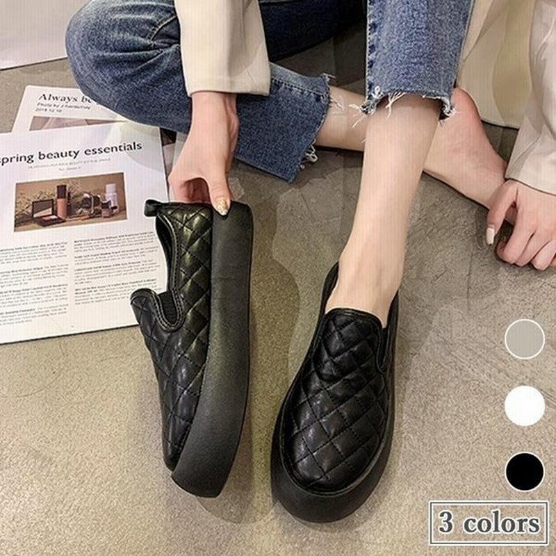 ローファー レディース フラットシューズ 厚底シューズ 白 Pu 楽チン 靴 Puローファー Puスリッポン 厚底 リラックス シューズ 黒 通販 Lineポイント最大0 5 Get Lineショッピング