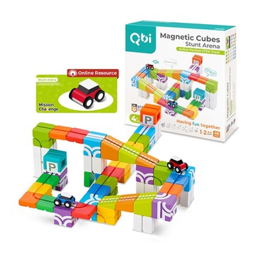 Qbi 益智軌道磁吸玩具 4歲 飛車小玩家：百變軌道組46pcs