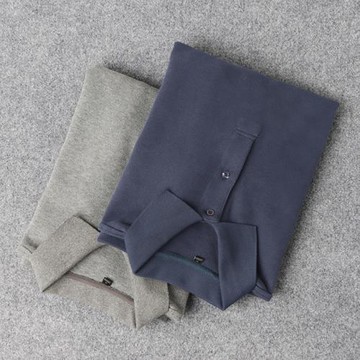 外貿男裝剪標高克重純棉長袖POLO打底衫針織衫上衣時尚休閑男士潮