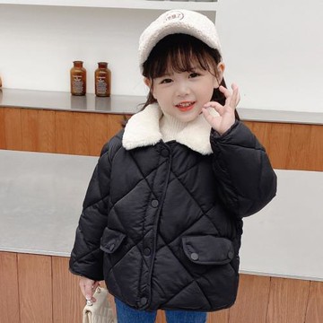 兒童棉衣翻領加厚棉服2024冬裝新款秋冬棉襖女童男童寶寶保暖外套
