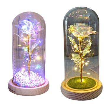 iSFun 永生玫瑰玻璃罩桌上擺飾小夜燈/款式可選