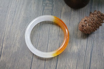 天然瑪瑙冰種玉髓手鐲落日餘暉手環