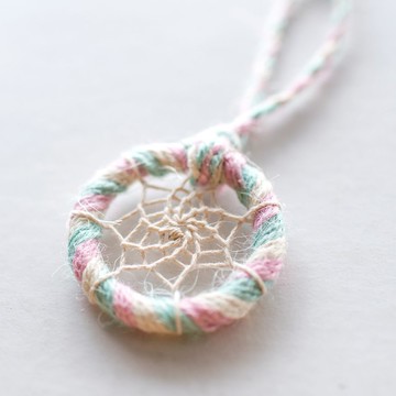 迷你捕夢網 - 麻繩(白+薄荷綠+粉紅) - 包包吊飾 交換禮物