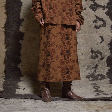 復古文青 羊毛混紡針織半裙 不規則半身裙