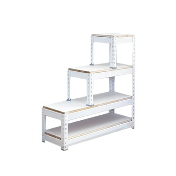 【空間特工】免螺絲角鋼樓梯櫃 三階90x45x90cm 收納櫃 屏風櫃 置物架白色角鋼款