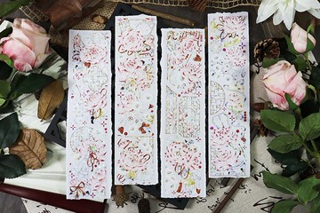 OKMT新七天原創社團咕卡貼紙PET手帳膠帶國風古風造景 醉荷花復古