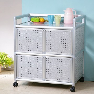 鋁合金2.5尺四門收納櫃-黑花格❘碗盤櫃/電器櫃/電器架/鋁架/收納架/櫥櫃/碗盤收納/廚房收納櫃/置物櫃【YoStyle】