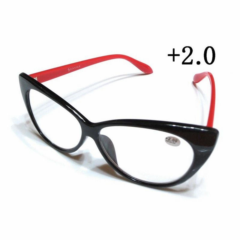 【冬バーゲン★】 黒のキャットアイ老眼鏡 （1.0 フォックス老眼鏡 ブラック 黒 メガネ・老眼鏡