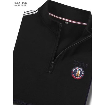 男士立領半拉鏈長袖T恤豎領男裝高領衛衣高端保羅POLO衫秋冬厚款