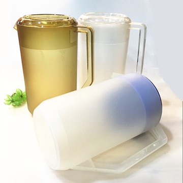 嘉寶PC亞克力冷水壺大容量帶把飲料壺 KTV餐廳磨砂帶刻度涼水壺5L