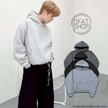 寬短版厚磅帽T 素色刷毛連帽上衣 BOXY FIT 情侶帽T 灰色帽T 黑色帽T 秋冬長袖 街頭穿搭必備【MX87】