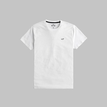 Hollister 海鷗 熱銷刺繡海鷗素面短袖T恤-白色