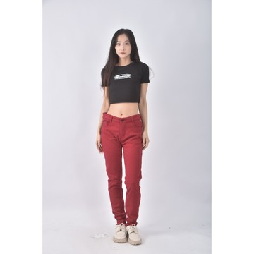 (XL) used丹寧牛仔素面紅色長褲二手衣