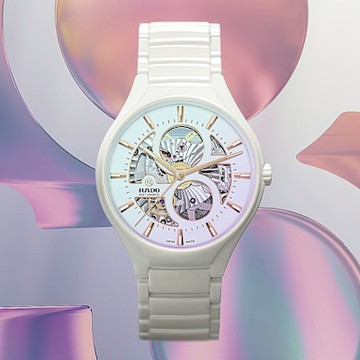 RADO 雷達表 限量888 True Round Automatic Open Heart真我鏤空 芯運繽紛白40㎜ R01 (R27115022)
