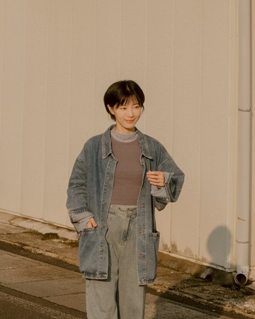 復古刷色設計寬版牛仔外套